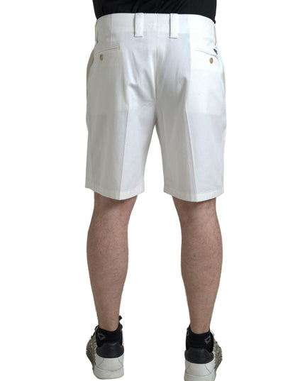 Dolce & Gabbana White Cotton Stretch Men Bermuda Denim Shorts