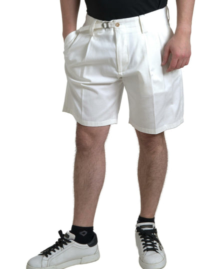 Dolce & Gabbana White Cotton Stretch Men Bermuda Denim Shorts