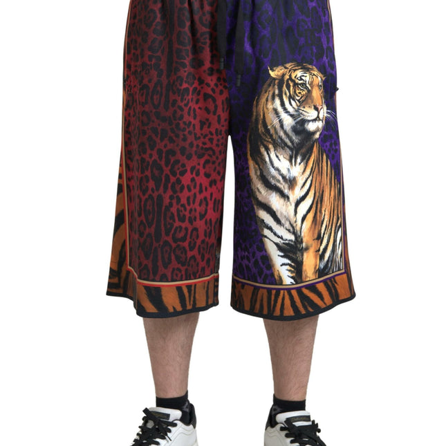 Dolce & Gabbana Multicolor Tiger Print Men Bermuda Shorts