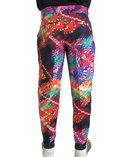 Dolce & Gabbana Multicolor Printed Linen Men Trouser Pants