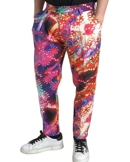 Dolce & Gabbana Multicolor Printed Linen Men Trouser Pants