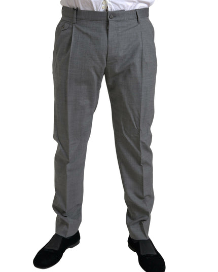 Dolce & Gabbana Gray Wool Chino Skinny Men Dress Trouser Pants