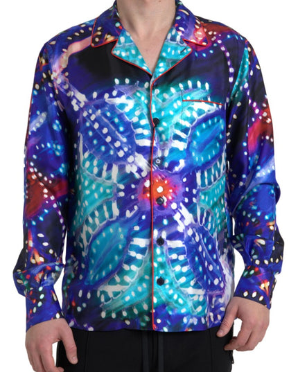 Dolce & Gabbana Multicolor Silk Psychedelic Print Men Pajama Shirt