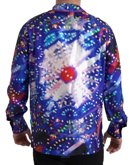 Dolce & Gabbana Multicolor Silk Psychedelic Print Men Pajama Shirt