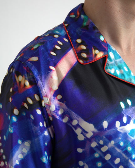 Dolce & Gabbana Multicolor Silk Psychedelic Print Men Pajama Shirt