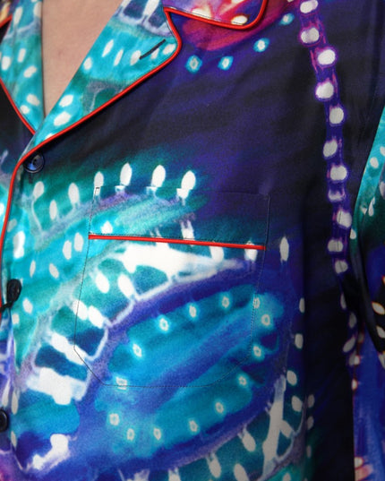 Dolce & Gabbana Multicolor Silk Psychedelic Print Men Pajama Shirt