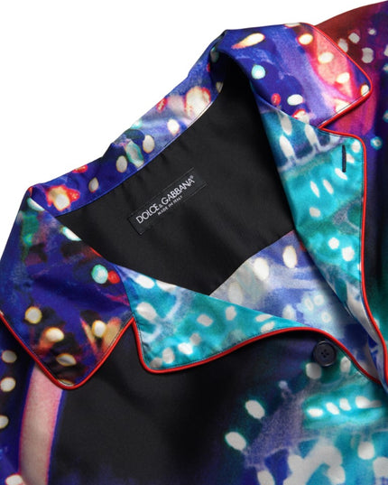 Dolce & Gabbana Multicolor Silk Psychedelic Print Men Pajama Shirt