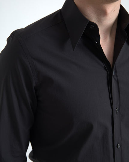 Dolce & Gabbana Black Cotton Men Long Sleeves MARTINI Shirt
