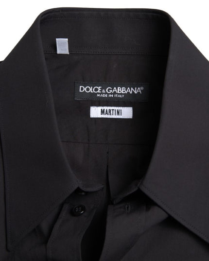Dolce & Gabbana Black Cotton Men Long Sleeves MARTINI Shirt