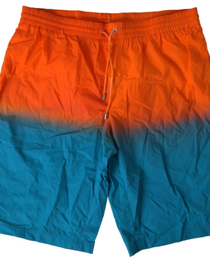 Dolce & Gabbana Orange Blue Gradient Beachwear Swimwear Shorts