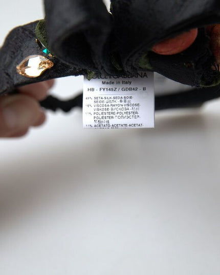 Dolce & Gabbana Black with multicolor Fig Fruit Crystal Tiara Diadem Headband