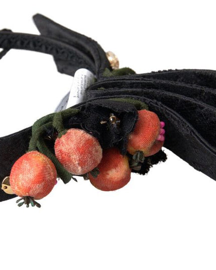 Dolce & Gabbana Black with multicolor Fig Fruit Crystal Tiara Diadem Headband