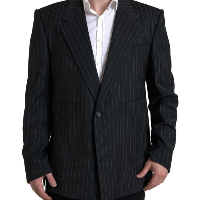 Dolce & Gabbana Black Stripe Single Breasted SICILIA Blazer