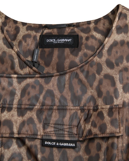 Dolce & Gabbana Brown Leopard Silk Sleeveless Sportswear