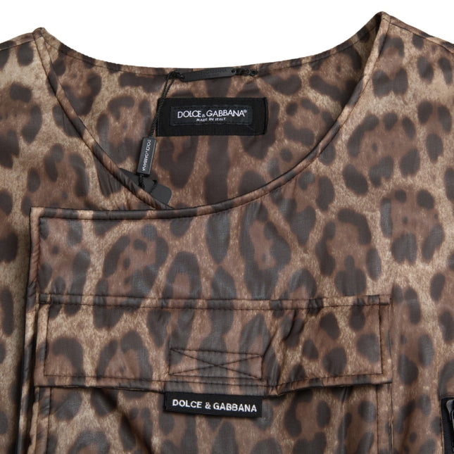 Dolce & Gabbana Brown Leopard Silk Sleeveless Sportswear
