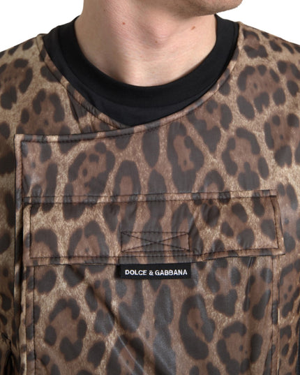 Dolce & Gabbana Brown Leopard Silk Sleeveless Sportswear