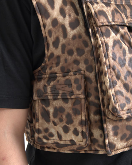 Dolce & Gabbana Brown Leopard Silk Sleeveless Sportswear