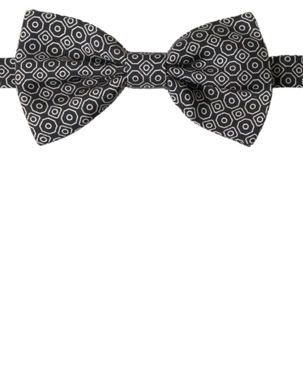 Dolce & Gabbana Black White Pattern Adjustable Neck Papillon Bow Tie