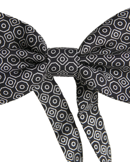 Dolce & Gabbana Black White Pattern Adjustable Neck Papillon Bow Tie