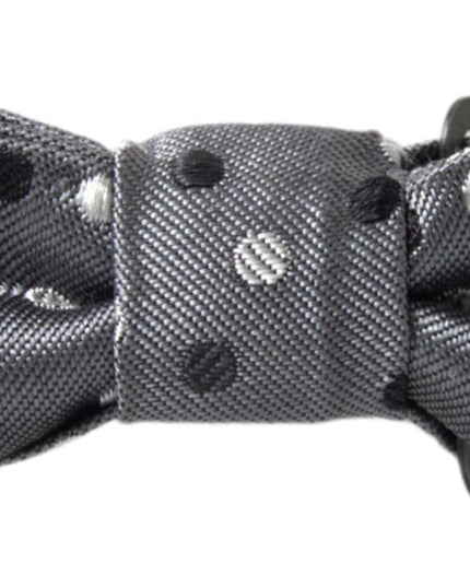Dolce & Gabbana Gray Polka Dot Silk Adjustable Men Neck Papillon Bow Tie