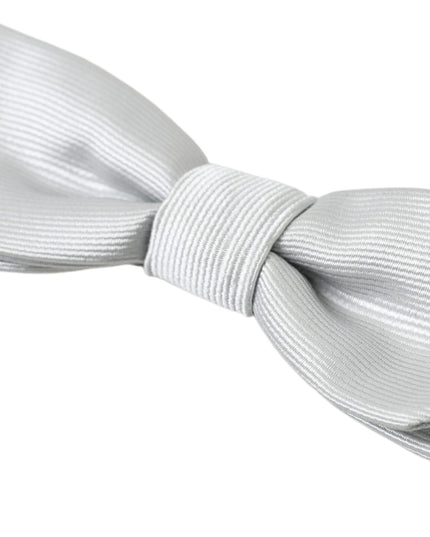 Dolce & Gabbana Gray Silk Adjustable Men Neck Papillon Bow Tie