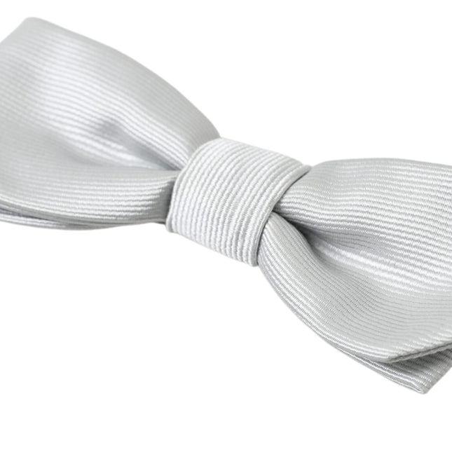 Dolce & Gabbana Gray Silk Adjustable Men Neck Papillon Bow Tie
