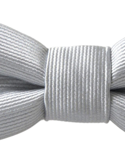 Dolce & Gabbana Gray Silk Adjustable Men Neck Papillon Bow Tie