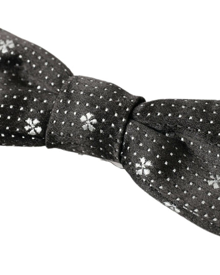 Dolce & Gabbana Black Patterned Silk Adjustable Men Neck Papillon Bow Tie