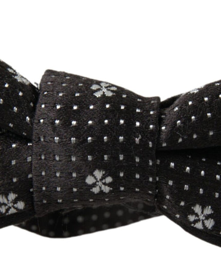 Dolce & Gabbana Black Patterned Silk Adjustable Men Neck Papillon Bow Tie