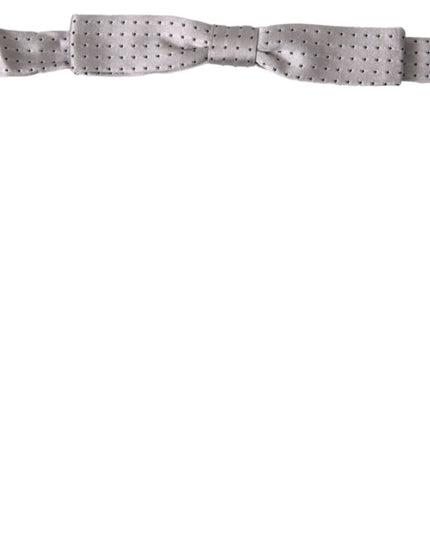 Dolce & Gabbana Gray Dotted Silk Adjustable Men Neck Papillon Bow Tie