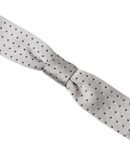 Dolce & Gabbana Gray Dotted Silk Adjustable Men Neck Papillon Bow Tie