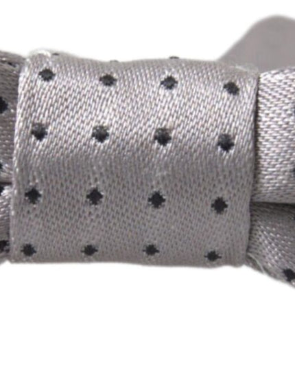 Dolce & Gabbana Gray Dotted Silk Adjustable Men Neck Papillon Bow Tie