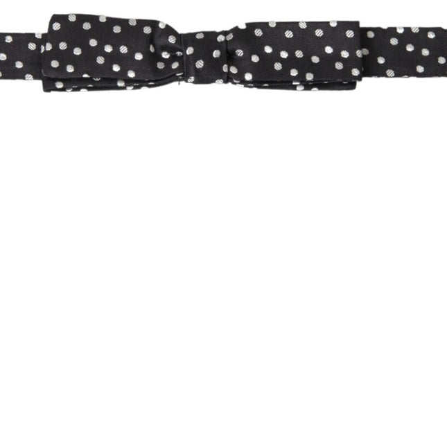 Dolce & Gabbana Black Polka Dot Silk Adjustable Men Neck Papillon Bow Tie