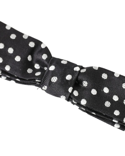 Dolce & Gabbana Black Polka Dot Silk Adjustable Men Neck Papillon Bow Tie