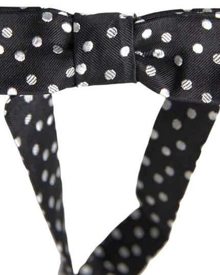 Dolce & Gabbana Black Polka Dot Silk Adjustable Men Neck Papillon Bow Tie