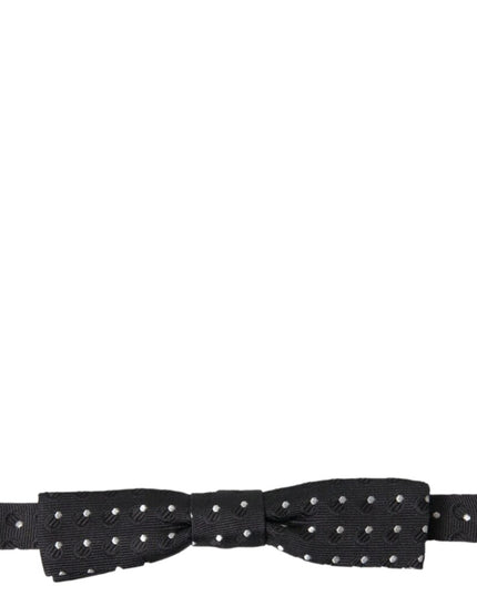 Dolce & Gabbana Black Polka Dot Silk Adjustable Men Neck Papillon Bow Tie