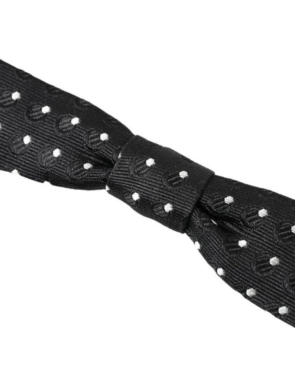Dolce & Gabbana Black Polka Dot Silk Adjustable Men Neck Papillon Bow Tie