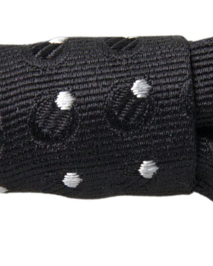 Dolce & Gabbana Black Polka Dot Silk Adjustable Men Neck Papillon Bow Tie
