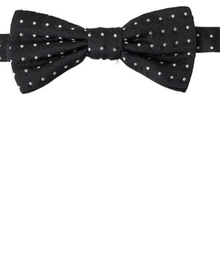 Dolce & Gabbana Black Polka Dot Silk Adjustable Men Neck Papillon Bow Tie