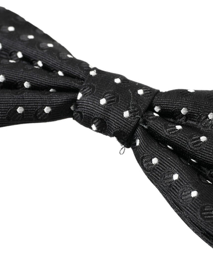 Dolce & Gabbana Black Polka Dot Silk Adjustable Men Neck Papillon Bow Tie