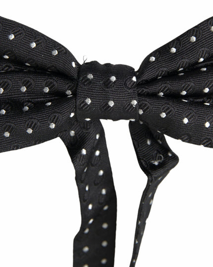 Dolce & Gabbana Black Polka Dot Silk Adjustable Men Neck Papillon Bow Tie