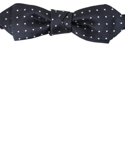 Dolce & Gabbana Blue Polka Dot Silk Adjustable Men Neck Papillon Bow Tie