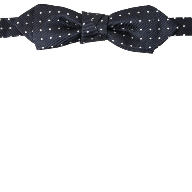 Dolce & Gabbana Blue Polka Dot Silk Adjustable Men Neck Papillon Bow Tie