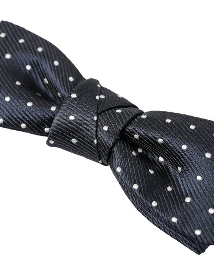Dolce & Gabbana Blue Polka Dot Silk Adjustable Men Neck Papillon Bow Tie