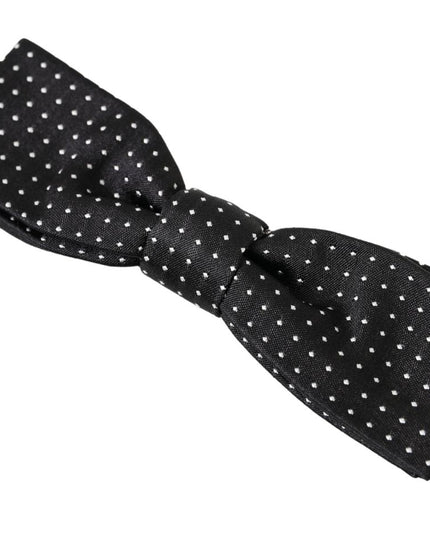 Dolce & Gabbana Black Polka Dot Silk Adjustable Men Neck Papillon Bow Tie