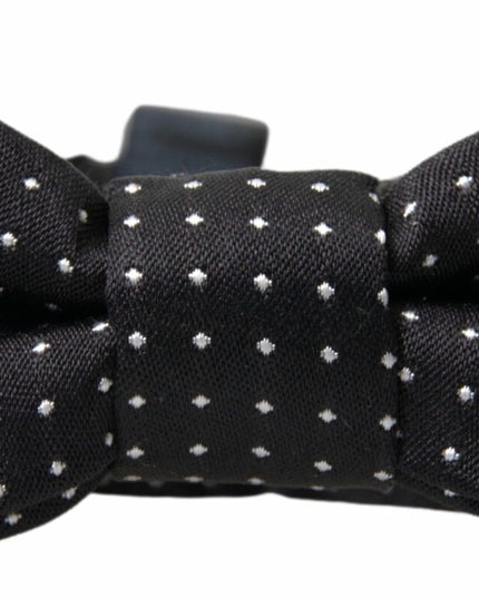 Dolce & Gabbana Black Polka Dot Silk Adjustable Men Neck Papillon Bow Tie