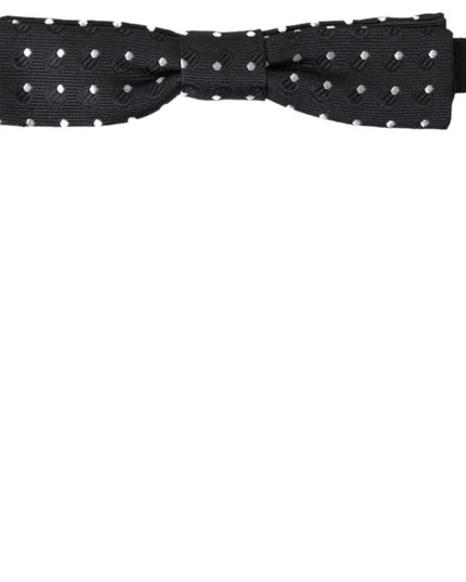 Dolce & Gabbana Black Polka Dot Silk Adjustable Men Neck Papillon Bow Tie