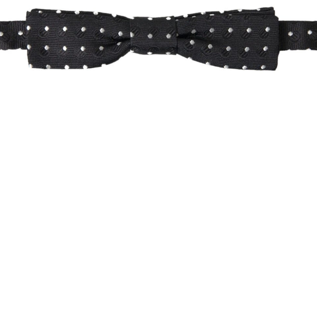 Dolce & Gabbana Black Polka Dot Silk Adjustable Men Neck Papillon Bow Tie
