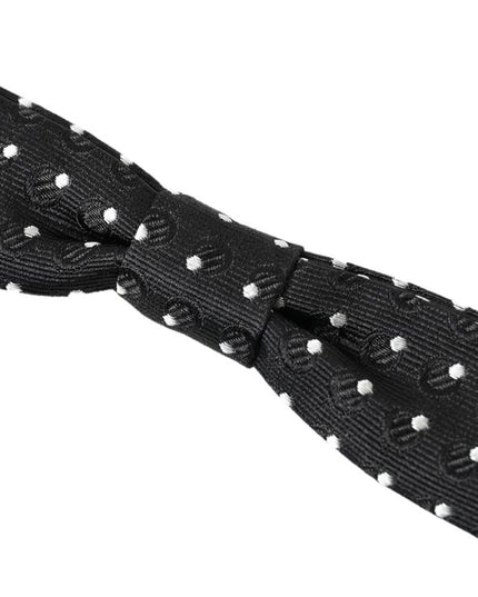 Dolce & Gabbana Black Polka Dot Silk Adjustable Men Neck Papillon Bow Tie