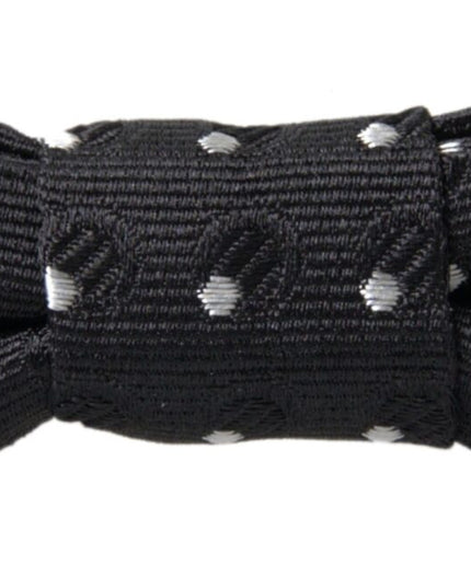 Dolce & Gabbana Black Polka Dot Silk Adjustable Men Neck Papillon Bow Tie
